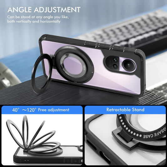 Silicone Grip Clear Case Ring Holder Kickstand For Oppo Reno 10 5G