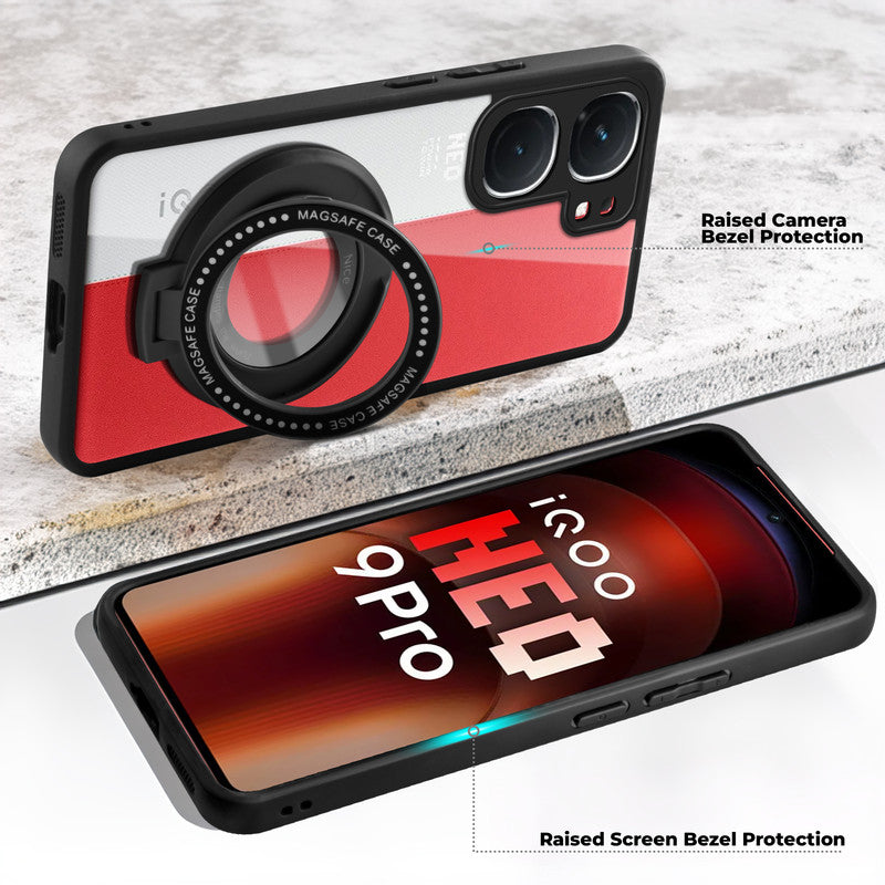 Soft Frame Clear Case Ring Holder Kickstand For iQOO Neo 9 Pro 5G