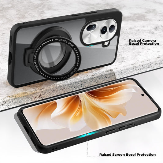 Soft Frame Clear Case Ring Holder Kickstand For Oppo Reno 11 Pro 5G