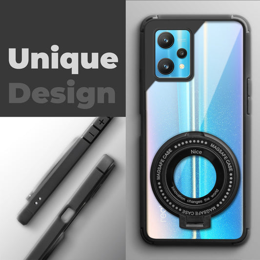 Silicone Grip Clear Case Ring Holder Kickstand For Realme 9 Pro 5G
