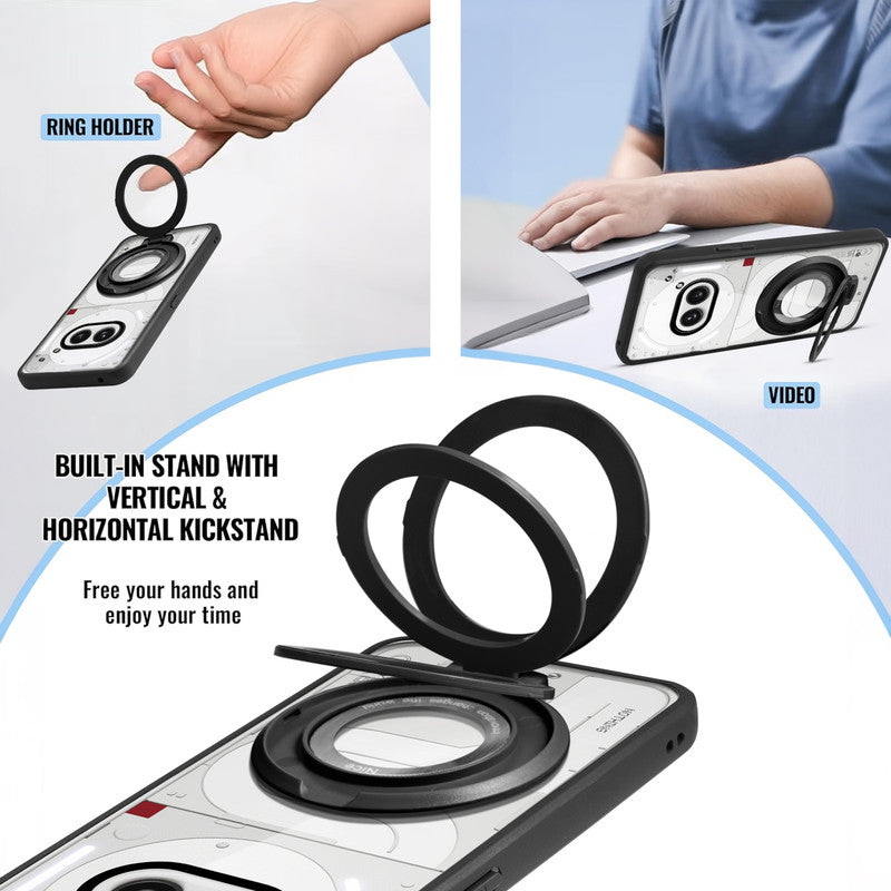 Soft Frame Clear Case Ring Holder Kickstand For Nothing Phone 2A