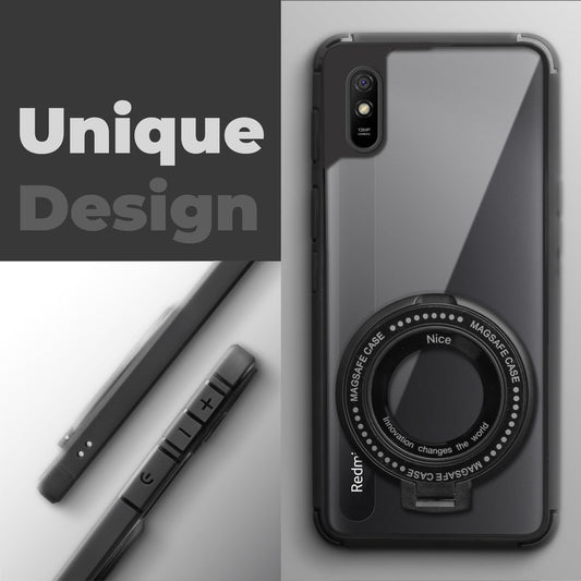 Silicone Grip Clear Case Ring Holder Kickstand For Redmi 9i