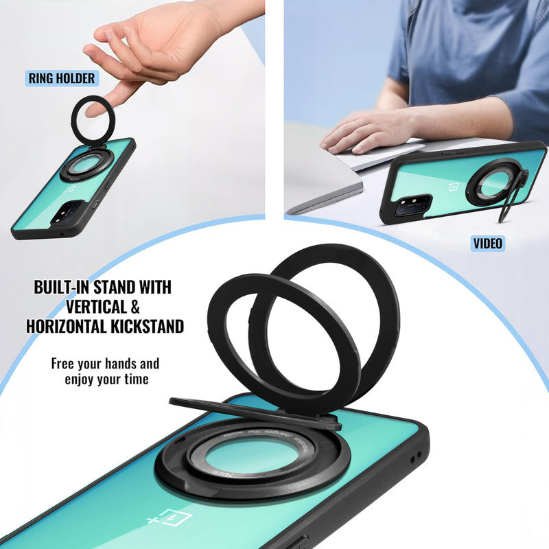 Soft Frame Clear Case Ring Holder Kickstand For OnePlus 8T