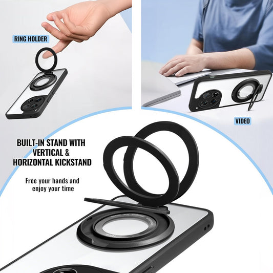 Soft Frame Clear Case Ring Holder Kickstand For OnePlus 12R 5G