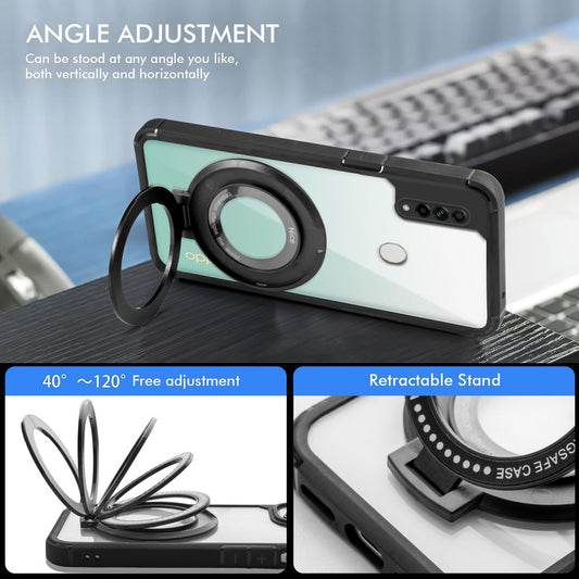 Silicone Grip Clear Case Ring Holder Kickstand For Oppo A31 2020