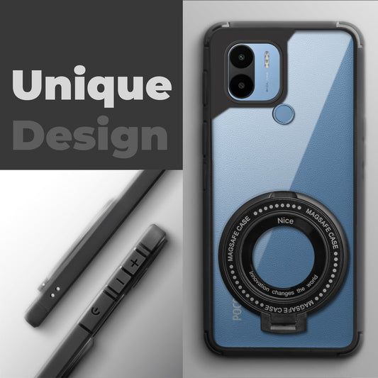 Silicone Grip Clear Case Ring Holder Kickstand For Poco C51