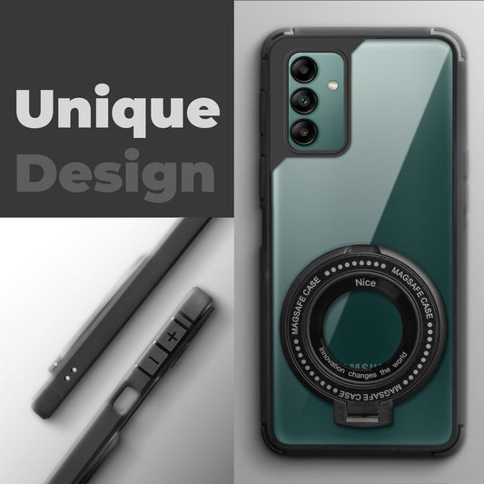 Silicone Grip Clear Case Ring Holder Kickstand For Samsung A04s