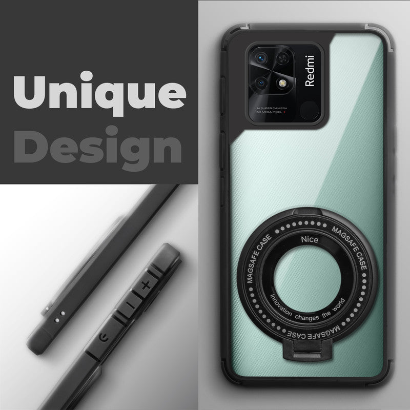 Silicone Grip Clear Case Ring Holder Kickstand For Redmi 10