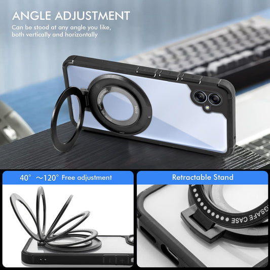 Silicone Grip Clear Case Ring Holder Kickstand For Samsung A04e