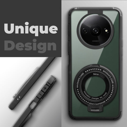 Silicone Grip Clear Case Ring Holder Kickstand For Redmi A3 2024