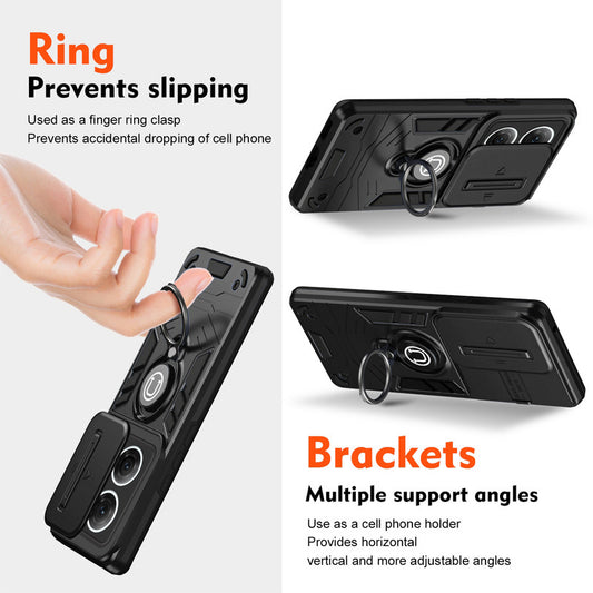 Ultra Rugged Armor Case with Rotating Ring Holder & Shutter Camera Protection Back Case For Motorola Moto G84 5G
