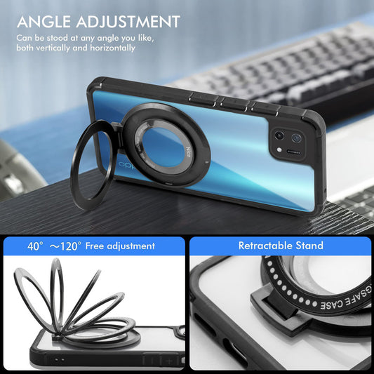 Silicone Grip Clear Case Ring Holder Kickstand For Oppo A16K