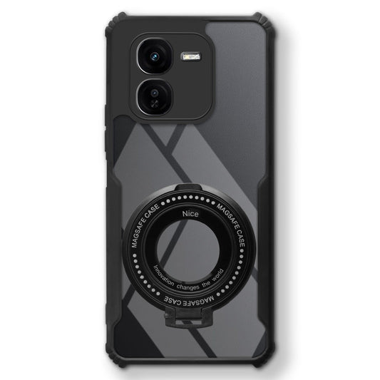 Premium Acrylic Transparent Case with Matte Ring Holder Kickstand Back Cover for iQOO Z9x 5G
