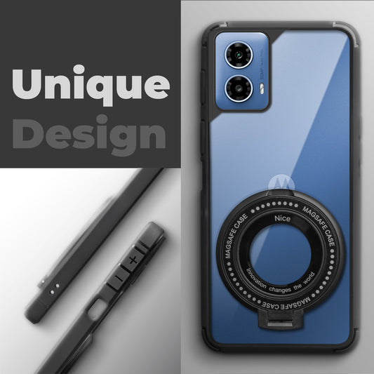 Silicone Grip Clear Case Ring Holder Kickstand For Motorola G34 5G