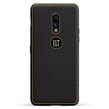 Electroplated Frame Leather Back Cover for OnePlus 7