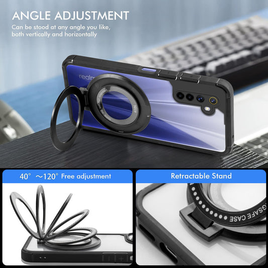 Silicone Grip Clear Case Ring Holder Kickstand For Realme 6