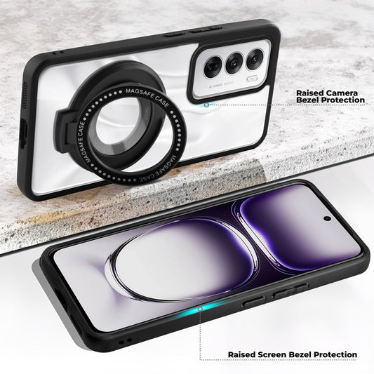 Soft Frame Clear Case Ring Holder Kickstand For Oppo Reno 12 5G