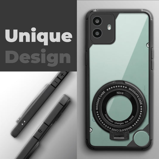 Silicone Frame Transparent Hard Back With Holder Kickstand Case For CMF By Nothing Phone 1