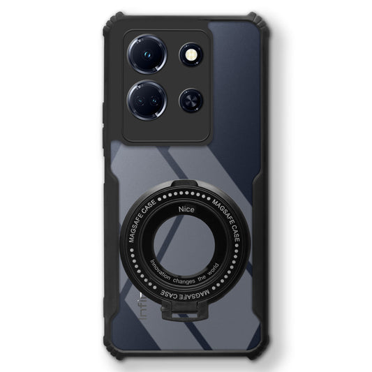 Premium Acrylic Transparent Case with Matte Ring Holder Kickstand Back Cover for Infinix note 30 5G
