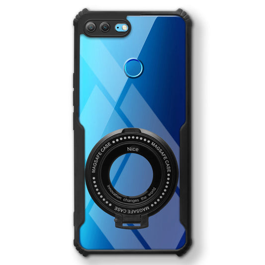 Premium Acrylic Transparent Case with Matte Ring Holder Kickstand Back Cover for Honor 9 Lite
