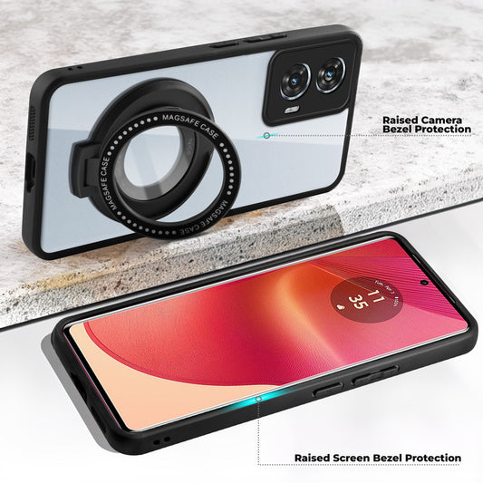 Soft Frame Clear Case Ring Holder Kickstand For Motorola Edge 50 Fusion