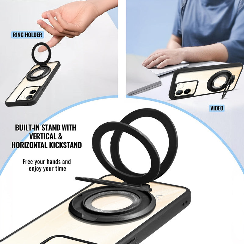 Soft Frame Clear Case Ring Holder Kickstand For iQOO Z7 Pro 5G