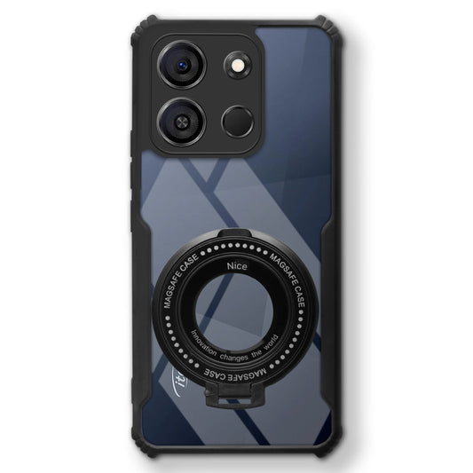 Premium Acrylic Transparent Case with Matte Ring Holder Kickstand Back Cover for Itel A05s