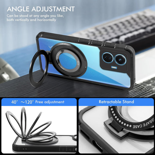 Silicone Grip Clear Case Ring Holder Kickstand For Vivo T1 44W