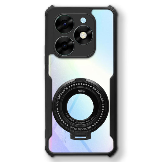 Premium Acrylic Transparent Case with Matte Ring Holder Kickstand Back Cover for itel S23 Plus