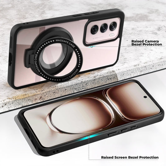 Soft Frame Clear Case Ring Holder Kickstand For Oppo Reno 12 Pro 5G