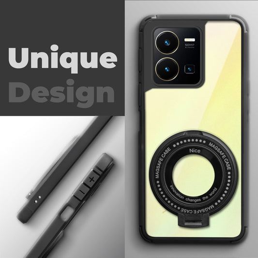 Silicone Grip Clear Case Ring Holder Kickstand For Vivo Y35