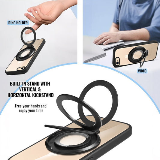 Soft Frame Clear Case Ring Holder Kickstand For Apple iPhone 7