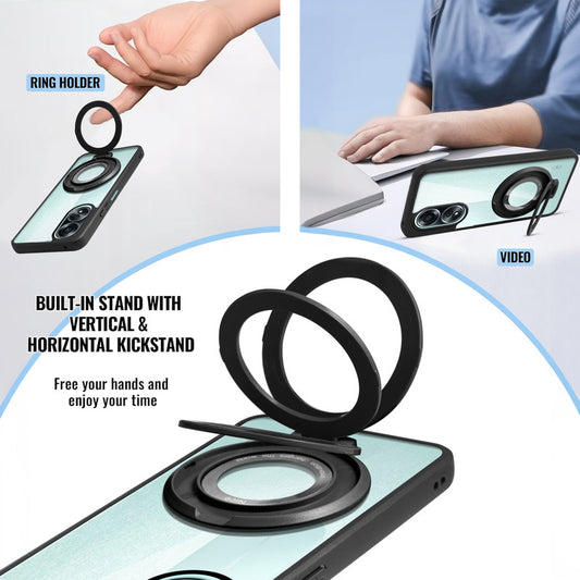 Soft Frame Clear Case Ring Holder Kickstand For Oppo A58 4G