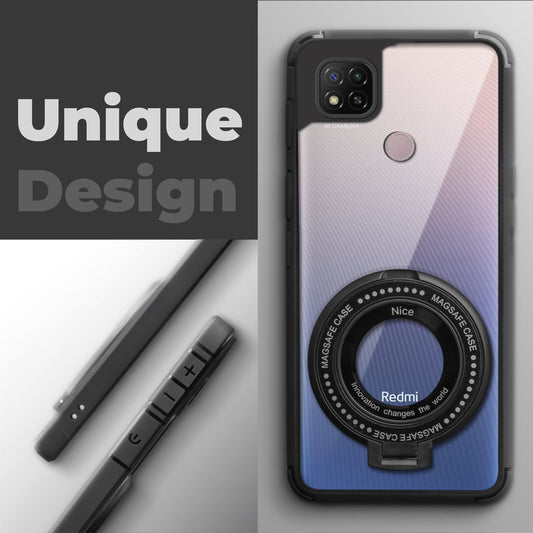 Silicone Grip Clear Case Ring Holder Kickstand For Redmi 9C