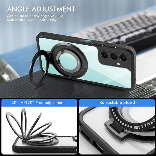 Silicone Frame Transparent Hard Back With Holder Kickstand Case For Samsung A16  5G
