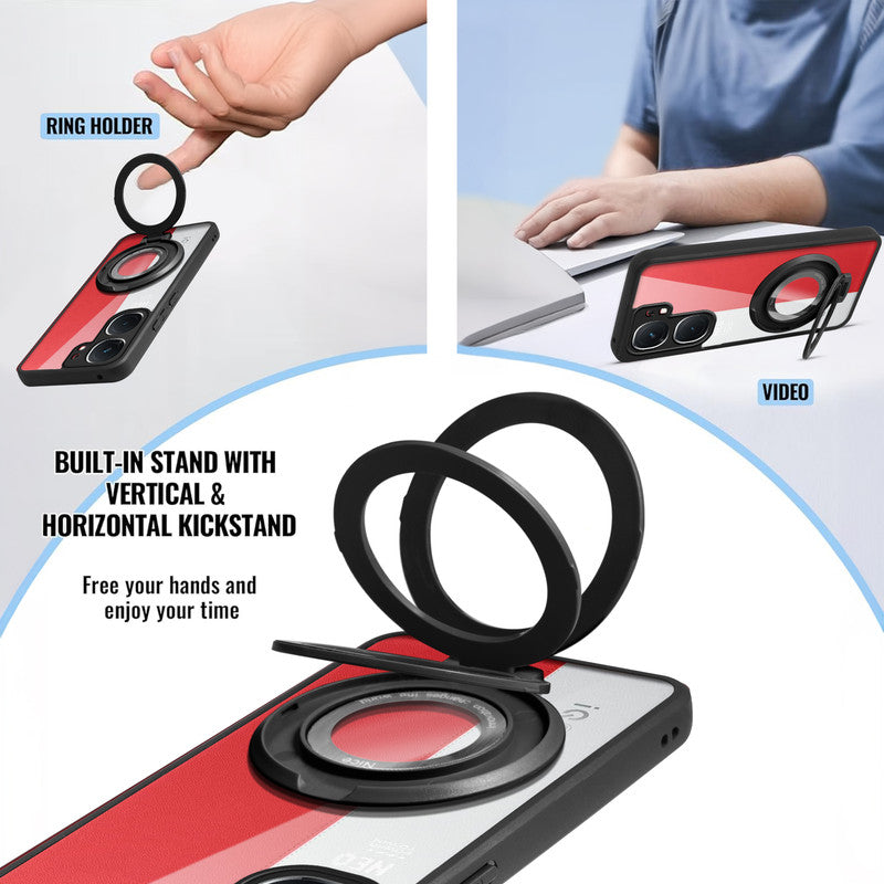 Soft Frame Clear Case Ring Holder Kickstand For iQOO Neo 9 Pro 5G