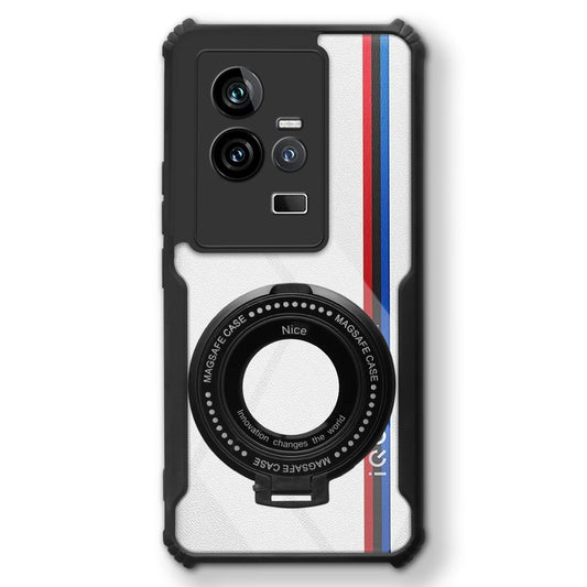 Premium Acrylic Transparent Case with Matte Ring Holder Kickstand Back Cover for iQOO 11 5G