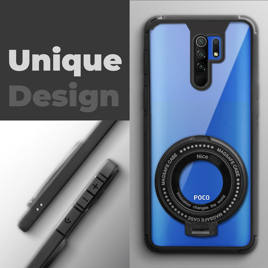 Silicone Grip Clear Case Ring Holder Kickstand For Poco M2
