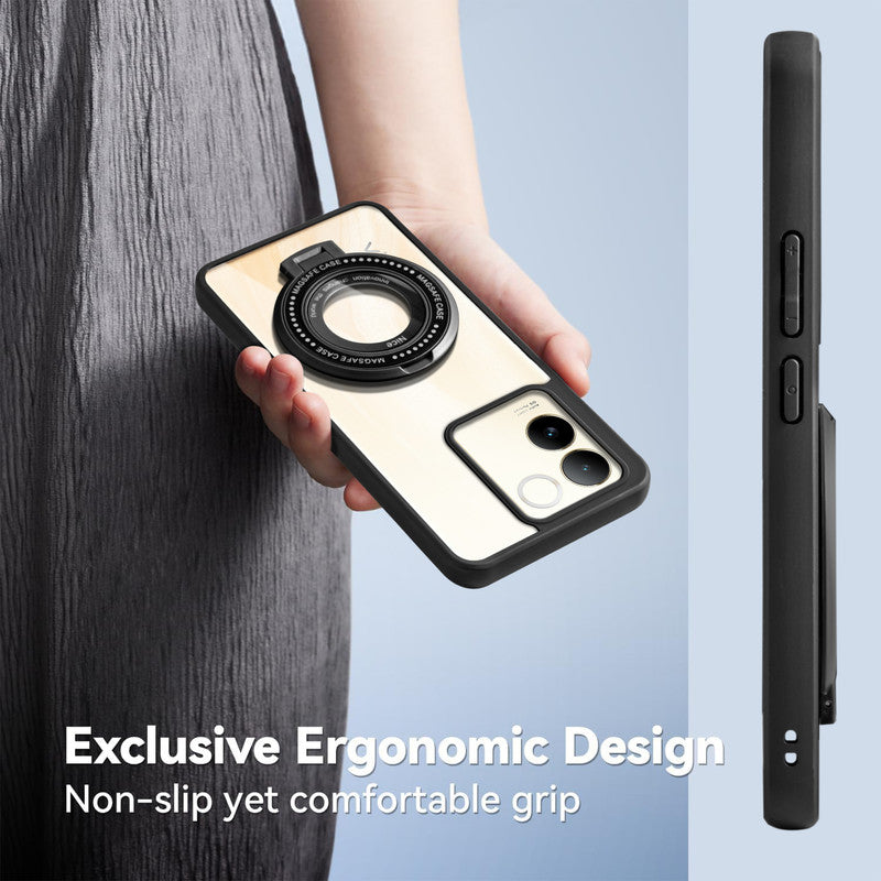 Soft Frame Clear Case Ring Holder Kickstand For iQOO Z7 Pro 5G