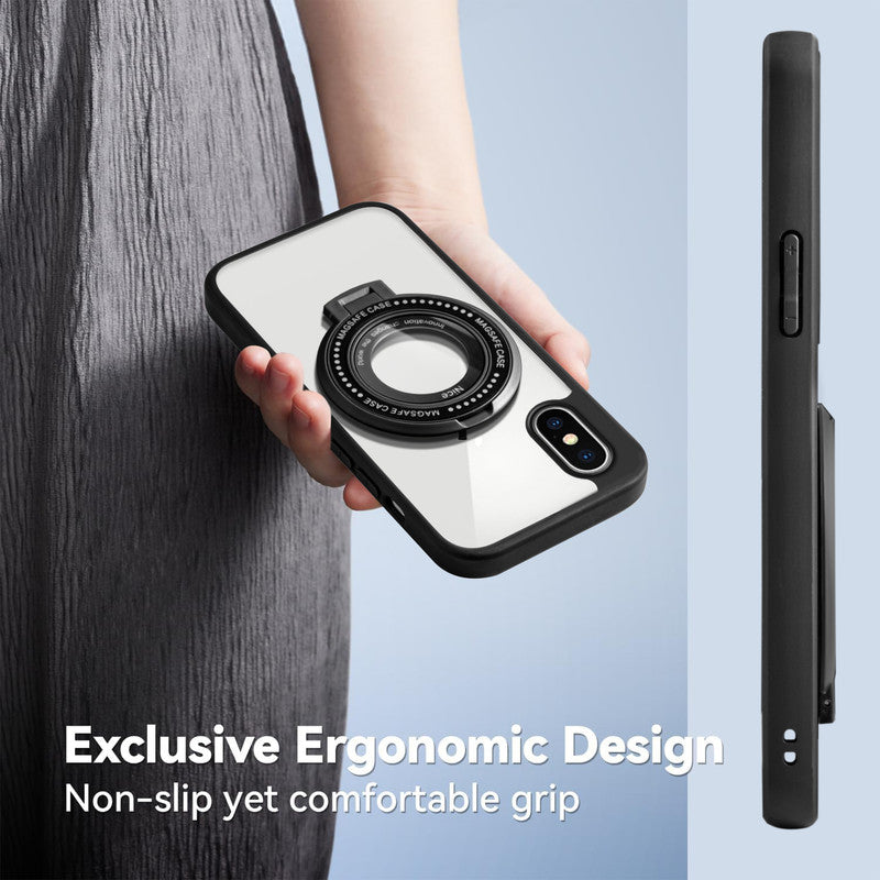 Soft Frame Clear Case Ring Holder Kickstand For Apple iPhone Xs