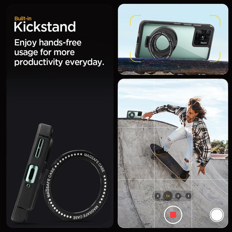 Silicone Grip Clear Case Ring Holder Kickstand For Redmi 10