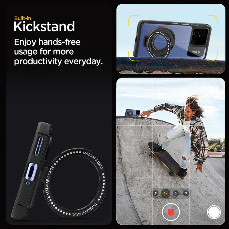 Silicone Grip Clear Case Ring Holder Kickstand For Poco C55