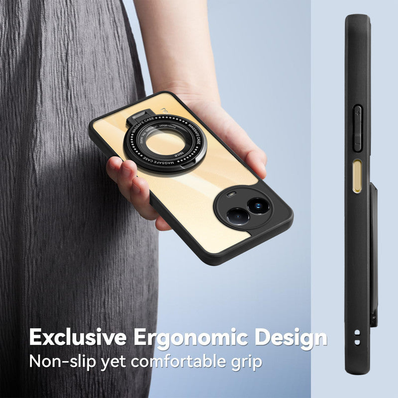 Soft Frame Clear Case Ring Holder Kickstand For Realme 11 5G
