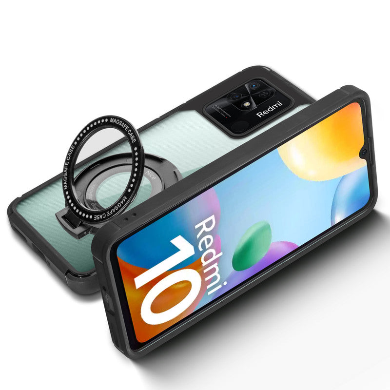 Silicone Grip Clear Case Ring Holder Kickstand For Redmi 10