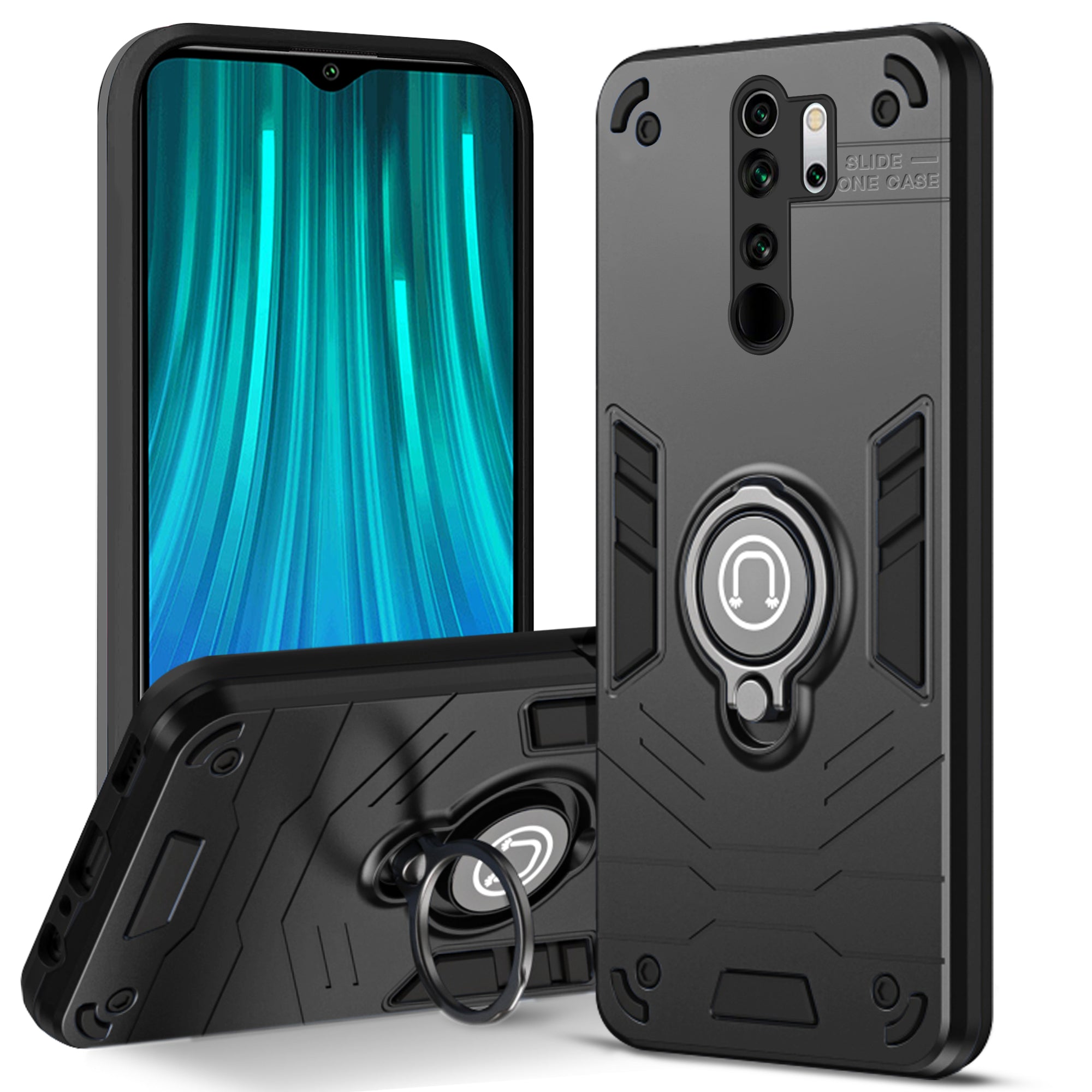 Ultra Rugged Armor Case with Rotating Ring Holder Back Case For Redmi Note 8 Pro