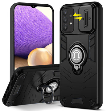 Ultra Rugged Armor Case with Rotating Ring Holder & Shutter Camera Protection Back Case For Samsung M32 5G