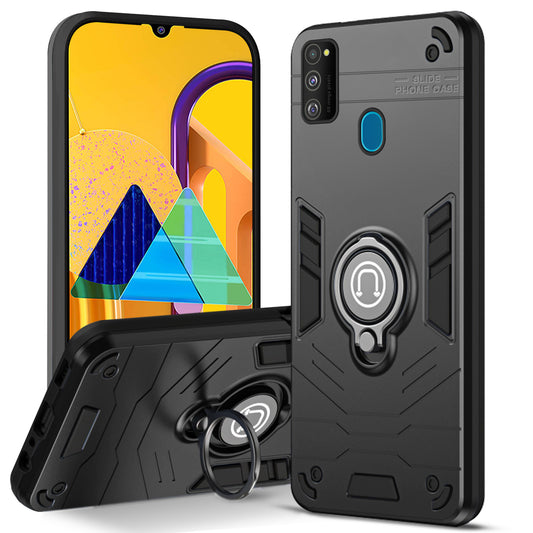 Ultra Rugged Armor Case with Rotating Ring Holder Back Case For Samsung M21