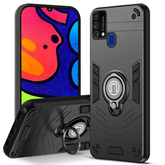 Ultra Rugged Armor Case with Rotating Ring Holder Back Case For Samsung F41 4G