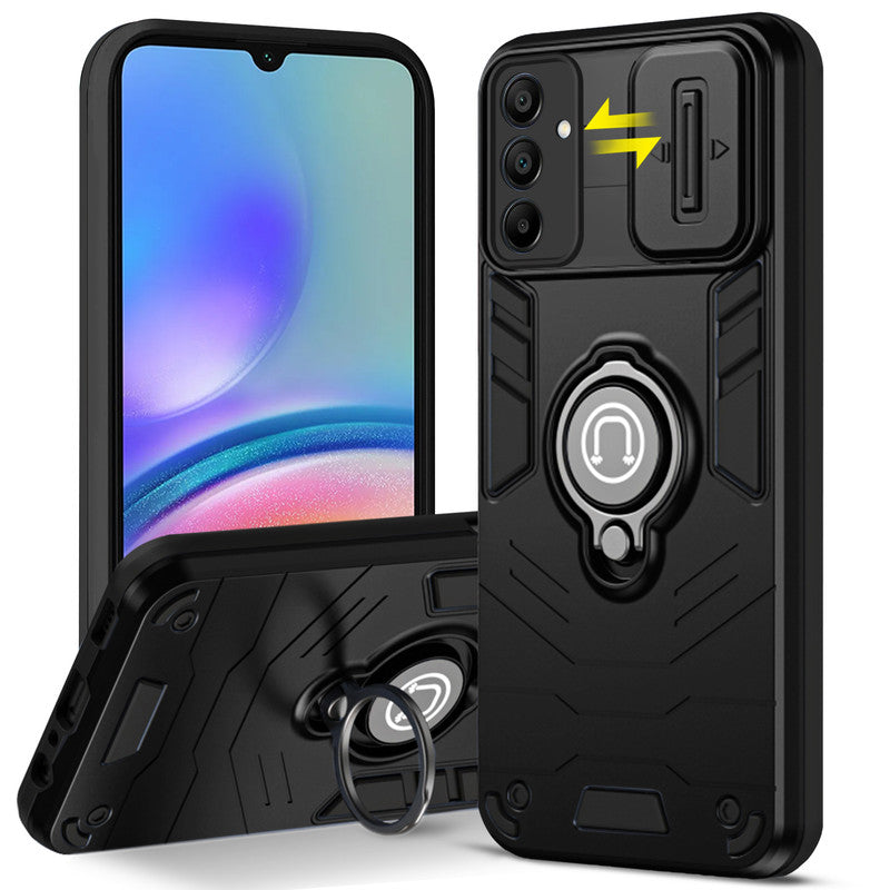 Ultra Rugged Armor Case with Rotating Ring Holder & Shutter Camera Protection Back Case For Samsung A05s