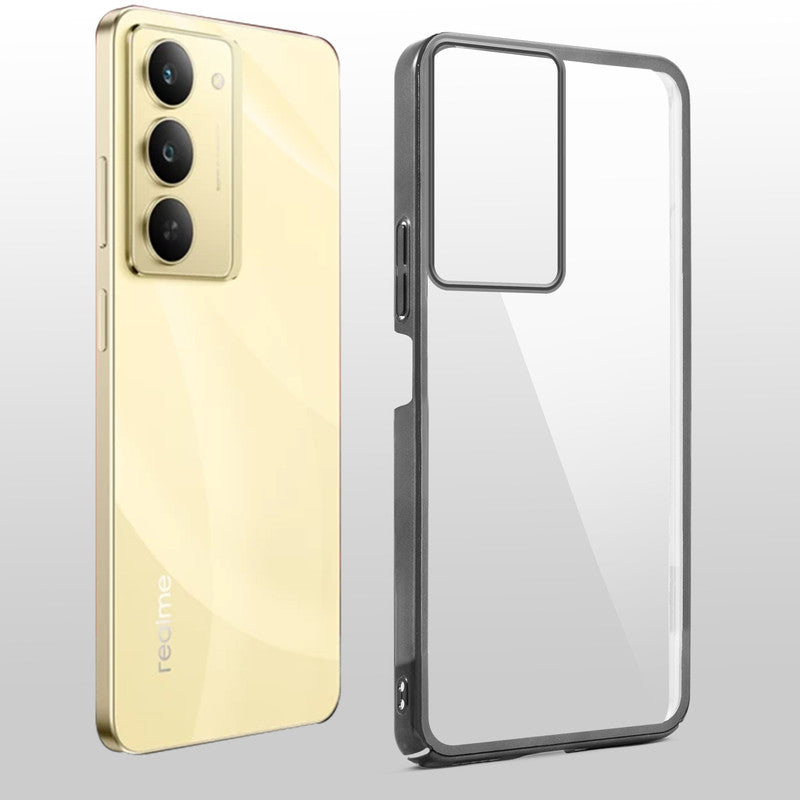 Crystal Clear Transparent Premium Shiny colorful Edges Hard Back Case For Realme Narzo 80x 5G